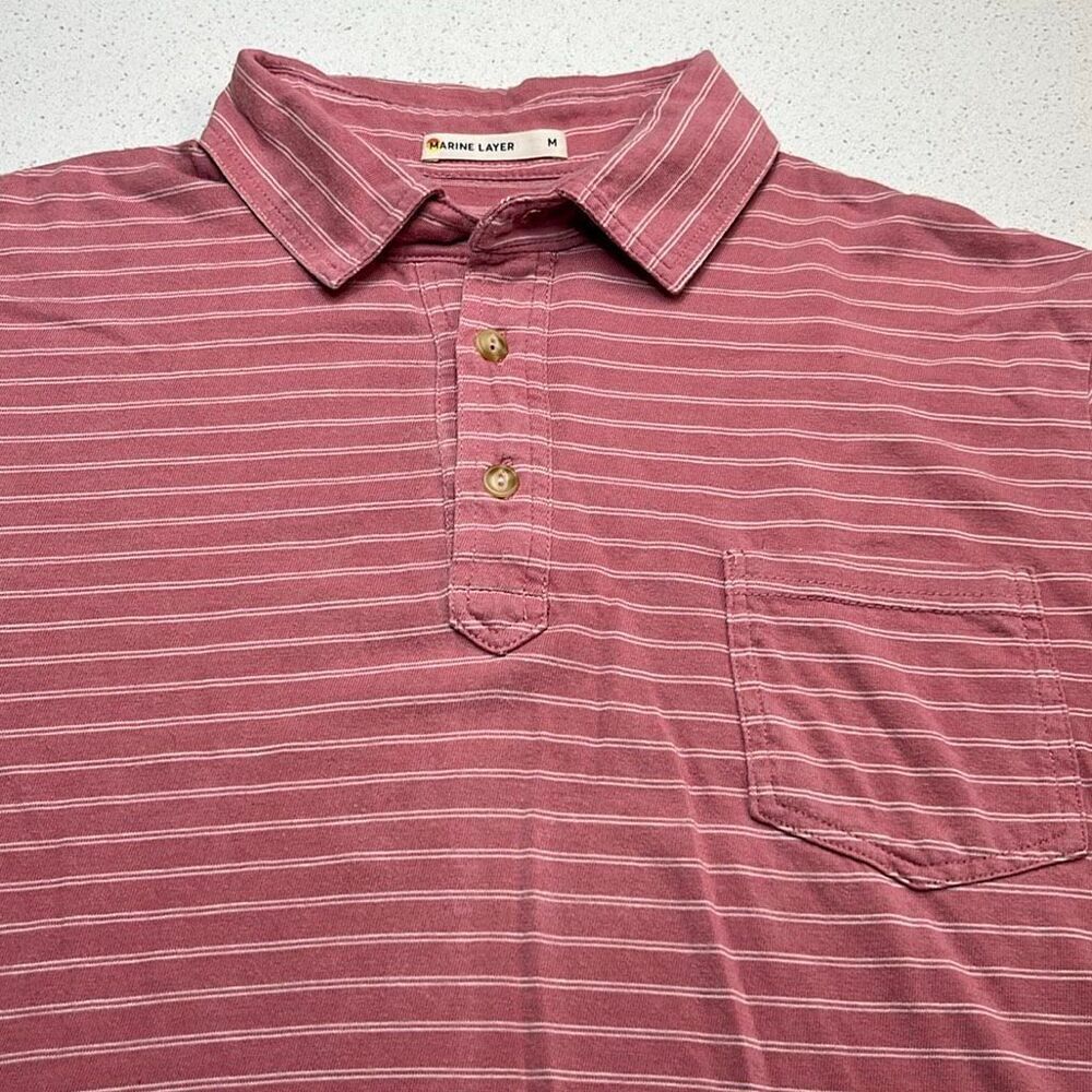 Marine Layer Stripe Soft Polo Mens Medium